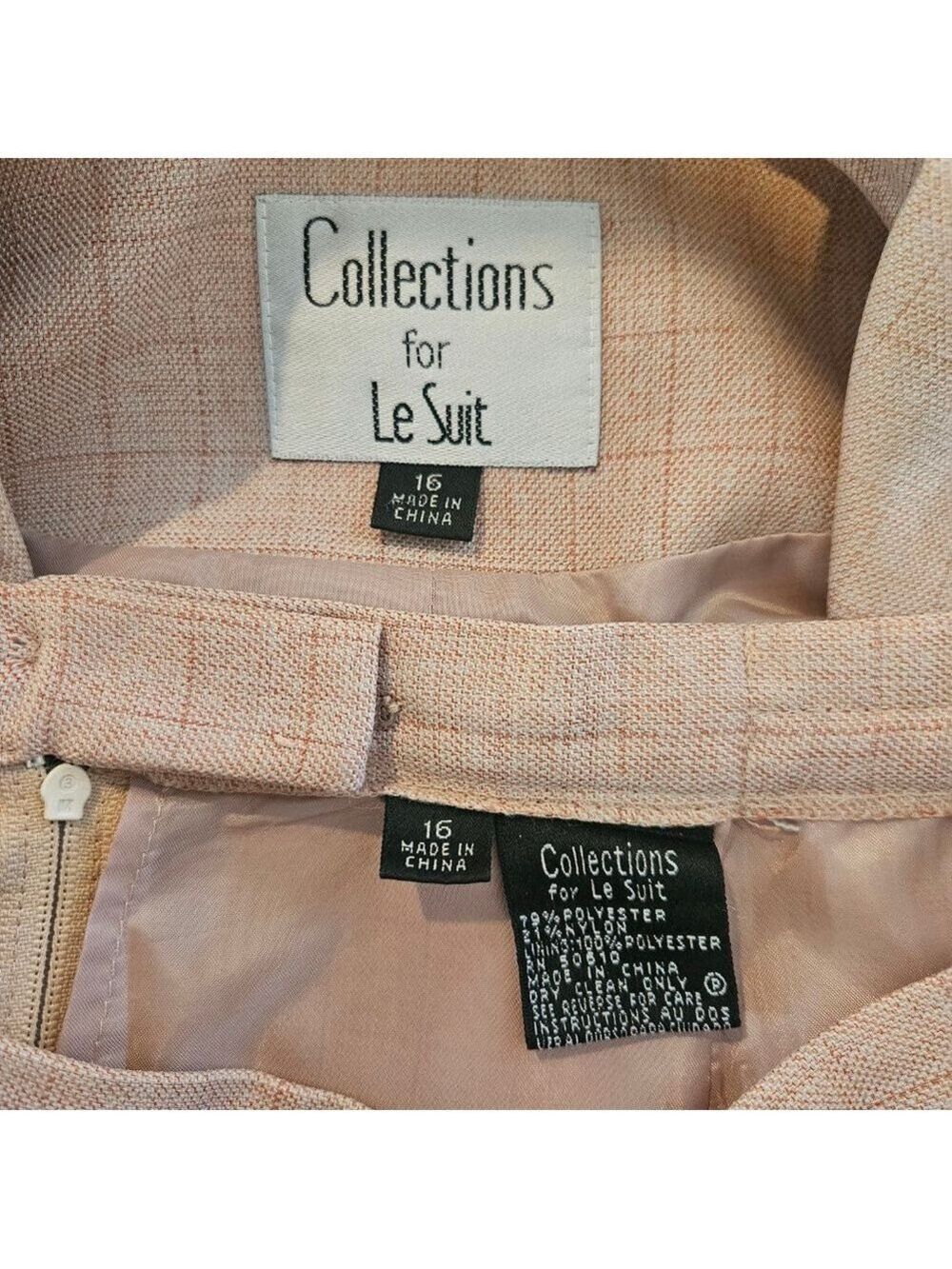 Women's Collections for Le Suit Pink Plaid Skirt Suit, Size 16 - Picture 2 of 8